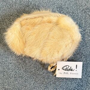 Cream Mink Fur wristlet